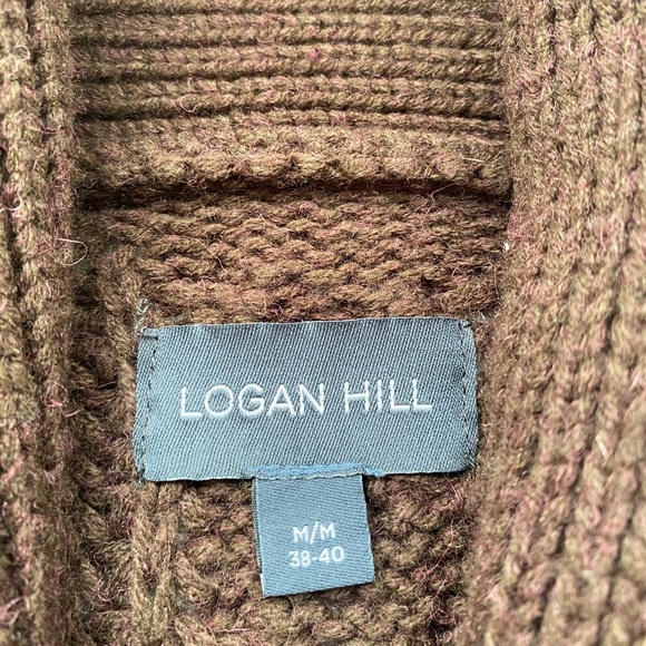 Logan Hill Medium Men Acrylic Chocolate Brown Long Sleeve Button Up Card… - Picture 14 of 14